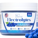 Zero Sugar - Blue Raspberry Electrolytes Powder - Refreshing Hydration - Caffeine Free Energy - All Natural Ingredients - Vegan, Keto y Paleo - Sugar Free Electrolyte Powder Drink Mix - 37 Servings