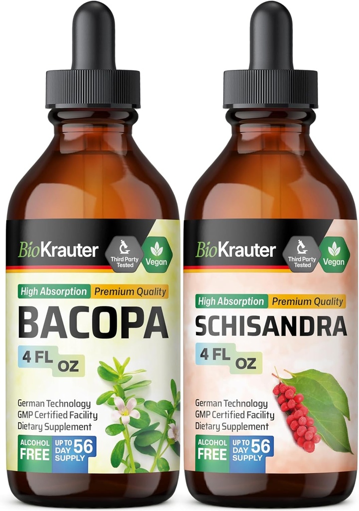 BIO KRAUTER Bacopa Tincture 4 Fl. Oz. " Schisandra Tincture 4 Fl. Oz.