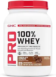 GNC Pro Performance 100% Whey Protein Powder 2.0, Fast Absorbing for Muscle Strength and Recovery, Cookies y Crema, 25 Servimientos