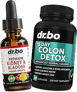 Apoyo al riñón Suplemento de la vejiga < Colon Cleanser Detox - Suplementos de la vejiga ecológica gotas, 15 días píldoras de limpieza intestinal Probiótico - Renal Cleanse Detox Urinary Tract Bowel Movement
