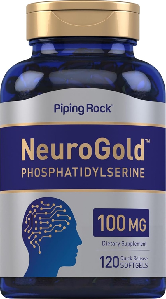 Piping Rock Phosphatidylserine 100mg ← 120 Softgel Capsules  NeuroGold Suplemento Silencio No Gluten Free