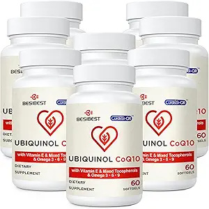 Ubiquinol CoQ10-600mg-Softgel, Active Coq10 Ubiquinol Suplemento con Vitamina E &amp; Omega 3, 6, 9, High Absorption-Coenzyme-Q10, Powerful Antioxidant for Energy Production, Tested, 480 Con