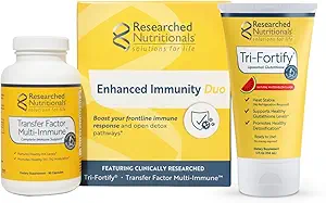 Glutathione Liposomal (450mg) + Colostrum &amp; Mushrooms Suplemento para la Inmunidad - Immunidad mejorada Duo - Tri-Fortify Watermelon + Factor de transferencia Multi-Inmune (2 Juego de piezas)