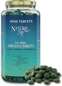 Natural Zing 100% Pura Spirulina (Raw, Orgánica) ←1000 16oz Polvo, Tabletas ← Vegan Protein ← Phycocianin ← Beta Carotene