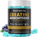 Nutravita Creatine Monohydrate Gummies for Men &amp; Women-5g of Creatine Monohydrate per Serving - Sugar Free,Vegan, Blueberry Flavor, 120 Conde