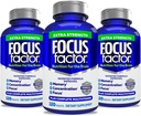 Factor de foco Adultos Fuerza Extra, 120 Conde- Suplemento Cerebro para Memoria, Concentración, Focus- DMAE, Vitamina D, DHA- Suplemento de Salud Cerebro – Fórmula Confiada- Vitaminas Cerebro, Píldoras Focus (3 Pack)