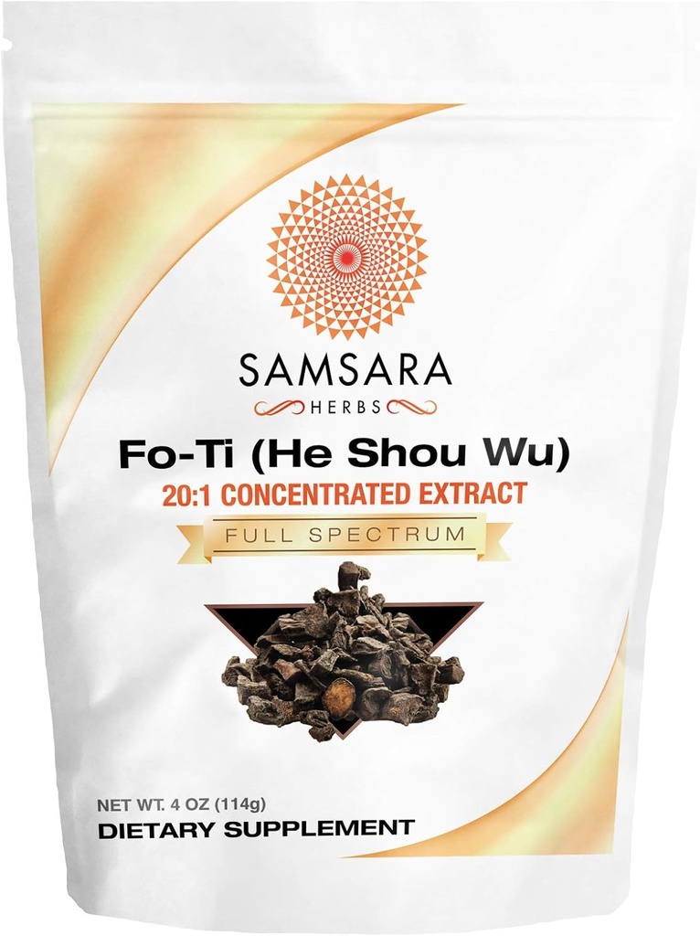 Samsara Herbs Fo-Ti Extracto Polvo (4oz/114g) - 20:1 Extracto Concentrado, Preparado