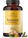 HERBAMAMA Curcumin Turmeric Capsules - 1500mg Curcuma Longa y Black Pepper Extracto para Uric Acid &amp; Digestive Support - Vegan, Non-GMO Turmeric Antioxidant Suplemento, 250 Caps