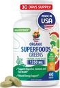 SUNNY SAM Super Food Suplementos Verdes para Adultos - 60 Tablets - Ecológicos Super Verdes con Frutas Reales, Verduras y Herbs para Digestivos Naturales y Apoyo Energético