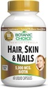 Botanic Choice Hair Skin and Nails Vitaminas - Biotin Suplemento con Collagen, Vitamina C, & Iron - Super Antioxidante Blend con aceite de argán y ácido hialurónico - 60 cápsulas líquidos