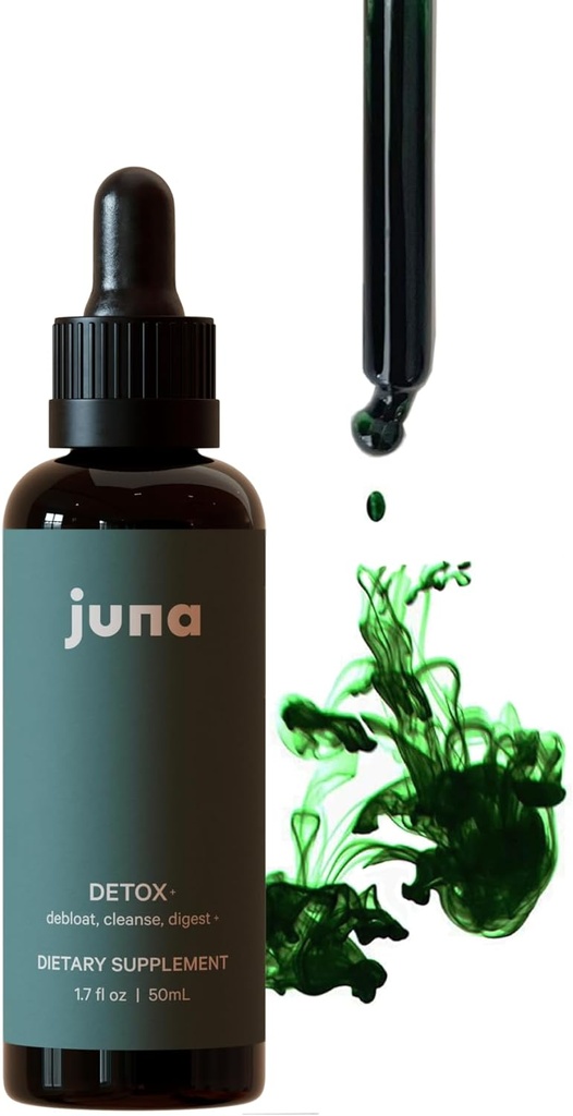 Juna Chlorophyll Liquid Drops, 3X Potency Concentration - Detox, Debloat, Cleanse, Internal Deodorant, Energy & Cellular Support Suplemento - Fresh Minty Lemon Taste