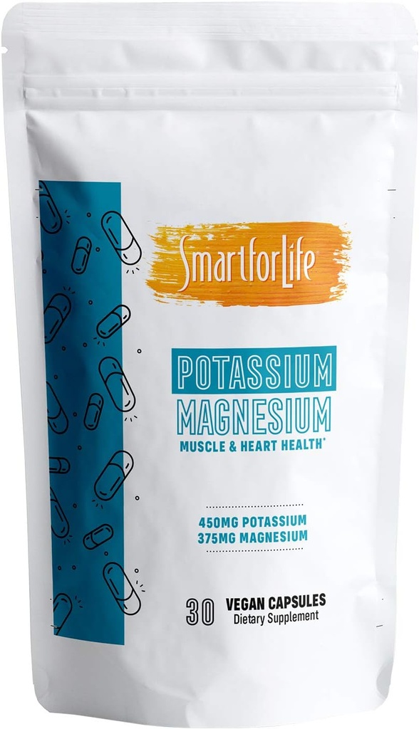 SMART FOR LIFE Potassium Magnesium Supplement - 30 Vegan Capsules - Magnesium Potassium Supplement - High Absorption Mineral Complex - Muscle Support &amp; Electrolyte Balance