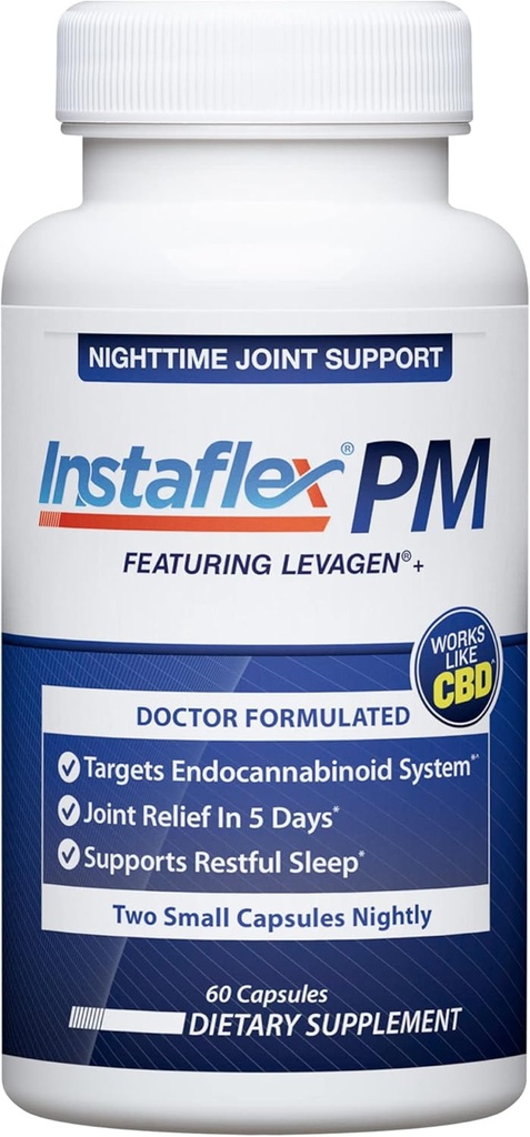 Instaflex PM Nighttime Joint Support with Levagen, Tamaflex, GABA, Ashwagandha, Passionflower Extract, Mobility, Sleep Support - 60 cápsulas