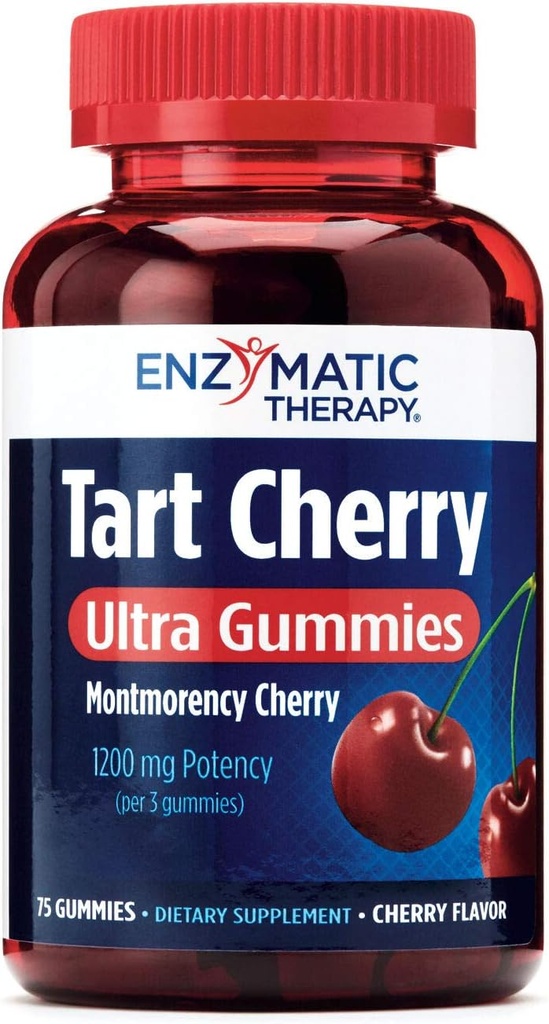 Camino de la Naturaleza Tart Cherry Ultra Gummies, Antioxidante Apoyo de Anthocyanins*, 1,200 mg por 3-Gummy Serving, Cherry Flavored, Gluten Free, Vegetarian, 75 Conde (Packaging May Vary)