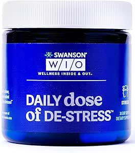 Swanson WIO Dosis diaria de DE-Stress Stress Support, Relaxation, Feel Calmer, Rest Better, Less Stress, Lactium Milk Protein Peptide, Adaptogen, Wellness, 30 Capsules (30-Day Supply)