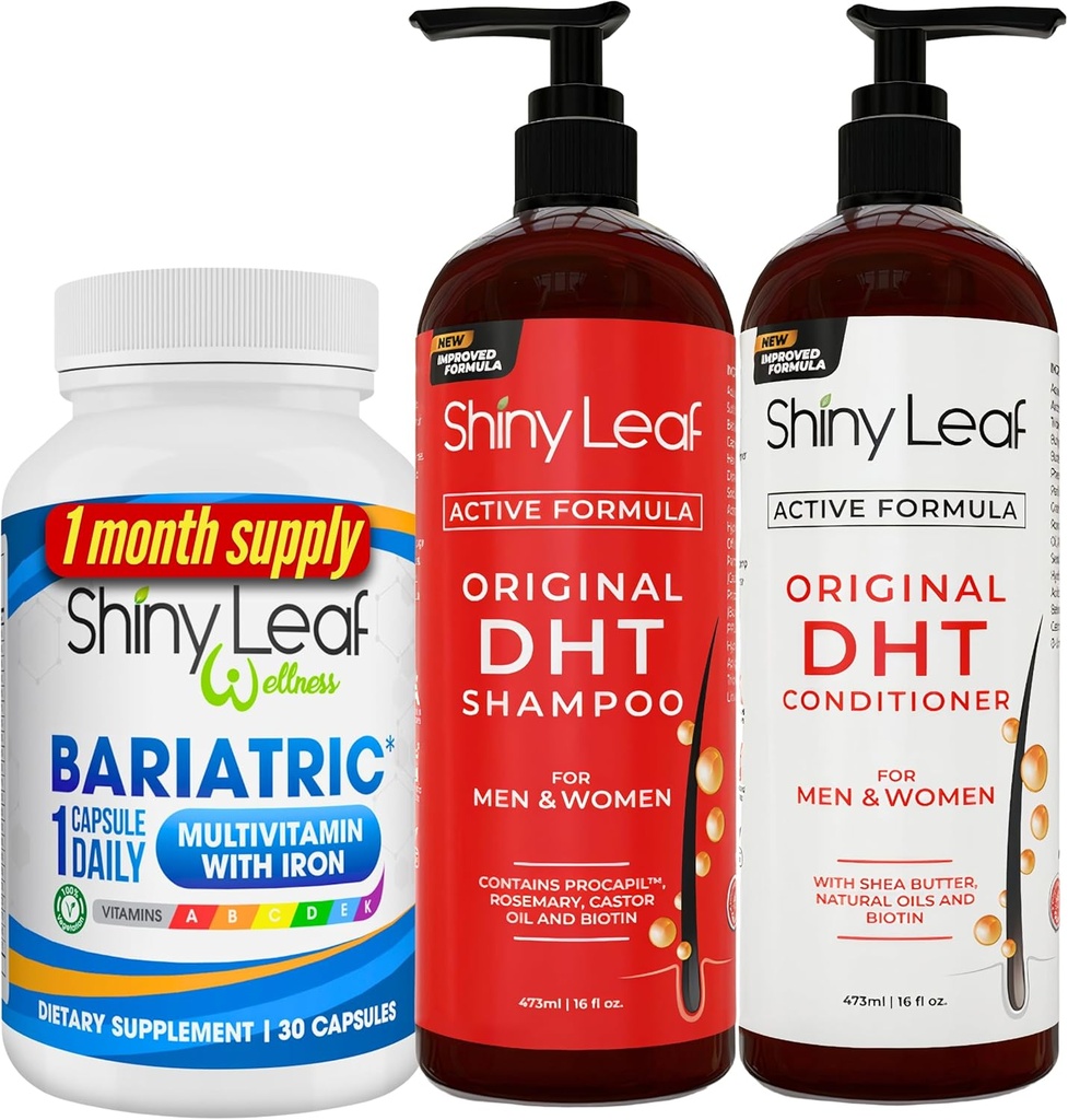 Bariatric Multivitamin with Iron and DHT Blocker Shampoo and Conditioner, Hair Loss Shampoo and Conditioner for Women and Men