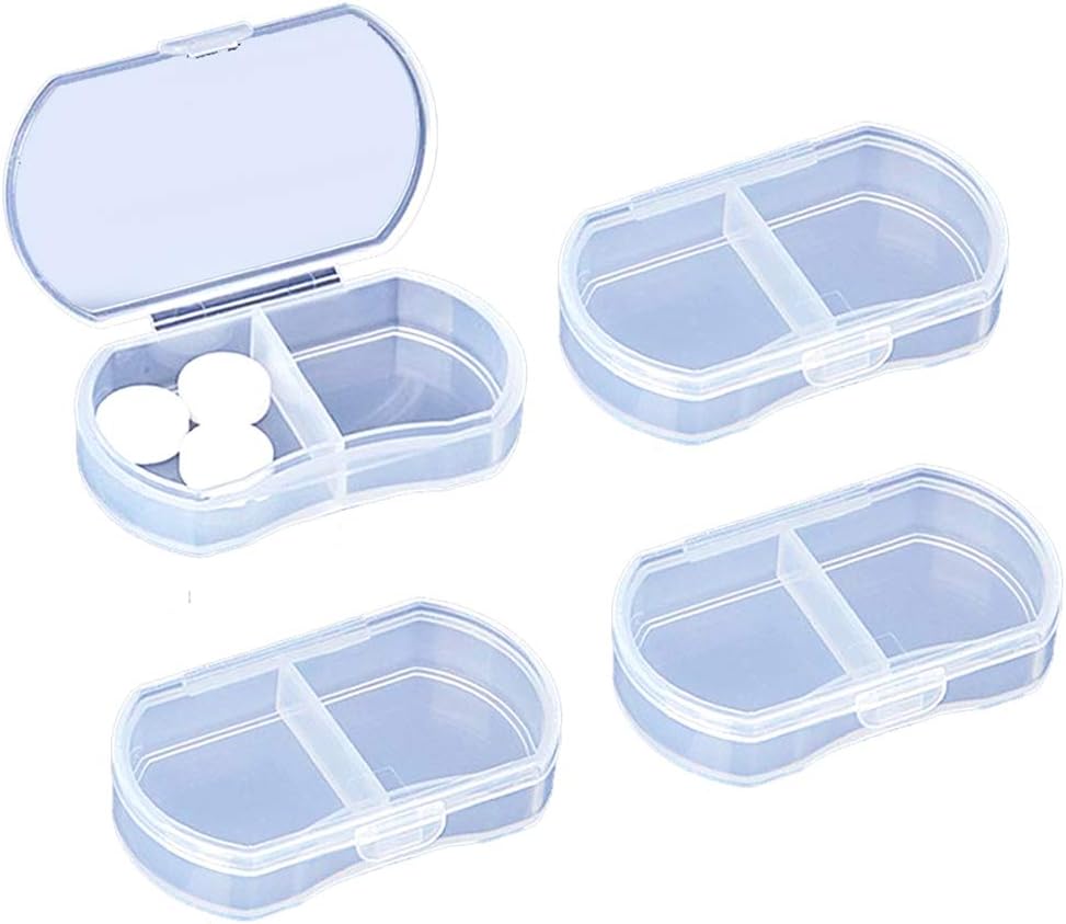 4PCS Pill Case for Purse Small Pill Organizer Portable Travel Daily Pill Containers AM &amp; PM Mini Pill Box Vitamina, Fish Oil, Supplement Holder