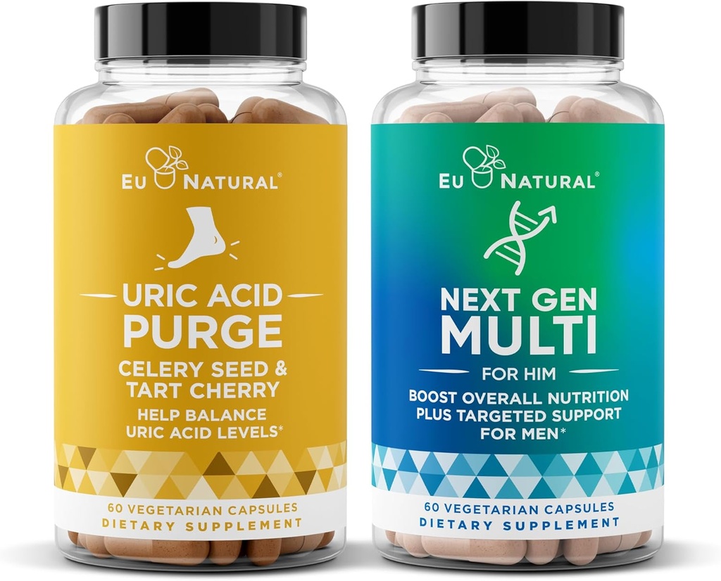 Uric Acid Purge y Next Gen Multi para él Bundle - Detox y limpieza para el soporte conjunto & Active Mobility Plus 26-in-1 Advanced Men’s Multivitamin