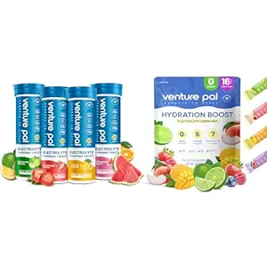 Venture Pal Sugar Free Electrolyte Powder Packets & Chewable Fast-Melt Electrolyte Tablets, Sport Electrolyte for Running Hiking Cycling Sports Nutrition