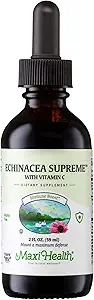 Maxi Health - Ecología Echinacea Supremo Líquido Extracto con Vitamina C - Soporte Inmunitario Suplemento Echinacea Drops - 1000mg Echinacea Root &amp; Whole Plant Herb Extract - 2 Fl Oz Booster Inmuno