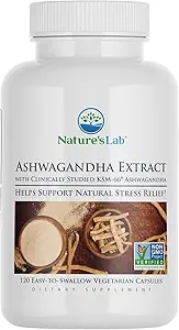 Extra Strength Ashwagandha KSM 66 Extract - 5% Withanolides, Pure Organic Ashwagandha Root Powder - Supports Stress Relief, Focus and Strength Support* - 120 Ct (60 Day Supply)