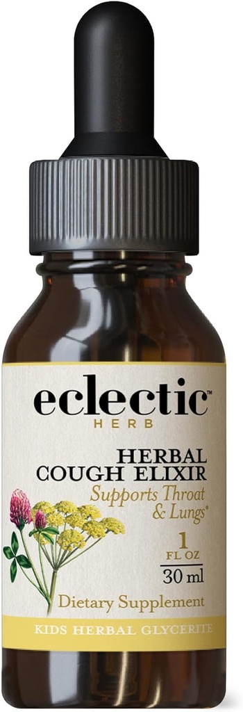 Eclectic Institute Kids, Herbal Cough Elixir, Black Cherry Flavored ← Non-GMO, Gluten-Free TEN 1 fl oz (30 ml)