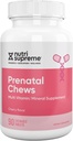 Vitamina Prenatal Superior Nutri, Vitaminas Prenatales Chewable para Mujeres con 800 MCG de Folate, Multivitamina de Embarazo Completo con Hierro, Kosher, Flavor de Cereza, 90 Conde