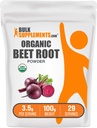BulkSupplements.com Orgánica Beet Root Powder - Superfood Supplement, Beet Root Supplements - Vegan & Gluten Free, 3.5g per Serving, 100g (3.5 oz) (Pack of 1)