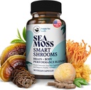 HAPPY FOX Irish Sea Moss Capsules &amp; Mushroom Complex - Organic Seamoss with Adaptogens for Brain Health, 1500mg, 90 Vegan Capsules, Organic Mushroom Supplement