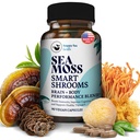 HAPPY FOX Irish Sea Moss Capsules &amp; Mushroom Complex - Organic Seamoss with Adaptogens for Brain Health, 1500mg, 90 Vegan Capsules, Organic Mushroom Supplement
