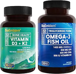 BioEmblem Vitamin D3 K2 Omega-3 Fish Oil 2000mg