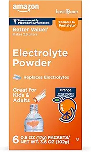 Paquetes de Polvos Electrolíticos para Adultos Niños, Sabor Naranja, 6 Cuentas (Pack of 1)