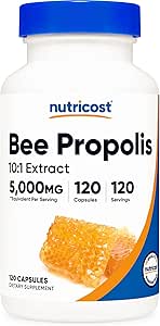 Nutricost Bee Propolis 10:1 Extract 5,000mg Equivalent, 120 Capsules - Gluten Free, Non-GMO, Vegetarian Dietary Supplement, from 500mg of 10:1 Extract