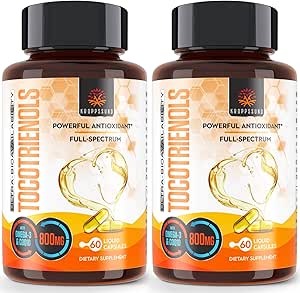 Kroppssund Tocotrienols 800mg Suplemento ← Rich in Vitamin E Tocotrienols ← Cardiovascular, Antioxidante, Producción de Energía Celular - 120 cápsulas líquidos