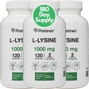 PriSTINE'S L Lysine 1000mg (3 Pack) Lip & Gum Health Essential Amino Acid Immunity Support Supplement Capsules -180 Day Supply Muscle & Tissue Support - Collagen Production - Vegan Gluten Free Non GMO