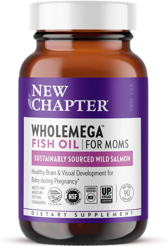 Nuevo capítulo Wholemega para las mamás suplemento de aceite de pescado, pequeñas cápsulas, 2000 mg por ser, DHA prenatal con Omega-3 + vitamina D3 para soporte postnatal " , 500 mg cada - 90 cuenta