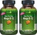 Irwin Naturals One-Per-Day Mega B-12 1,500mcg High Potency Methylcobalamin Vitamina - Absorción rápida mejorada con MCT + Ginseng asiático - Boost de energía natural - 60 Softgel líquido (Pack de 2)