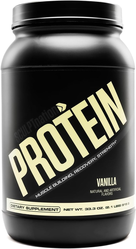 Sculpt Nation by V Shred Protein Powder (Vanilla) - Premium Whey Protein Powder Vanilla y BCAAs para apoyar el edificio del músculo y la recuperación - 30 Servimientos