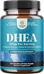 DHEA Suplemento para Mujeres y Hombres - Pura DHEA 50 mg para Equilibrio de Hormonas, Mejora la Estabilidad del Modo, Función del Cerebro, Sistema Inmunitario, Energía & Fertilidad - Dehidroepiandrosterona cápsulas para adultos - 60 Ct