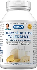 ANDREW LESSMAN Dairy and Lactose Tolerance 120 Capsules - Enhances Natural Digestion of Dairy and Lactose. Enzimas leves, potentes y totalmente naturales ayudan a evitar las molestias de GI en la digestión. No hay aditivos