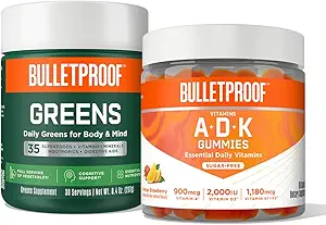 Verdes resistentes a las balas, 8.4 onzas y vitaminas A+D+K Gummies, 60 Cuenta
