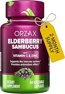 Capsulas de arándano ORZAX - Suplemento de apoyo inmune con vitamina C y zinc de arándano - Suplemento de antioxidantes para mujeres y hombres (60 cápsulas vegetales)