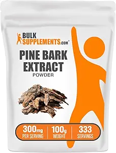 BulkSupplements.com Pine Bark Extract Powder - Herbal Supplement, Pine Bark Powder - Antioxidants Support, Gluten Free - 300mg per Serving, 100g (3.5 oz) (Pack of 1)