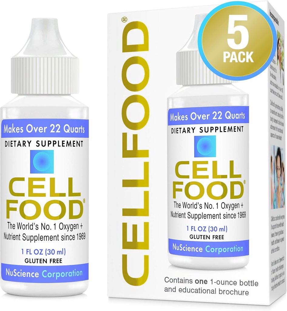 Oxígeno Celeste - 1 fl oz, 5 Pack - Suplemento de oxígeno líquido para el drenaje linfático, enfermedad de Altitud, Jet Lag, fatiga, dolores de cabeza, resacas &amp; energía - Gluten Gratis, Cert. Kosher