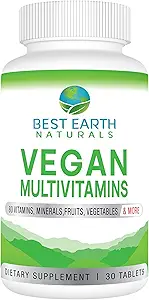 Best Earth Naturals Vegan Multivitamínicos con 80 Nutrientes Clave para Well-Being y Vitality 30 Conteo