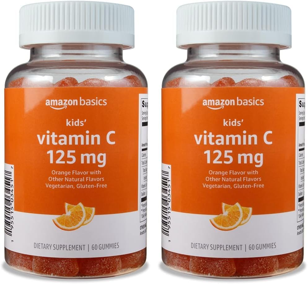 Fundamentos Vitamina C 125mg Gummies, Naranja, 60 Cuenta, Salud Inmune, 2 Mes Fuente (antes Solimo) (Pack of 2)