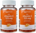   Basics Kids' Vitamin C 125mg Gummies, Orange, 60 Count, Immune Health, 2 Month Supply (Previously Solimo) (Pack of 2)