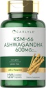 Carlyle KSM-66 Ashwagandha 600mg Ø 120 Caplets  sometida Extract Supplement with L-Theanine ← Vegan, Non-GMO, Gluten Free