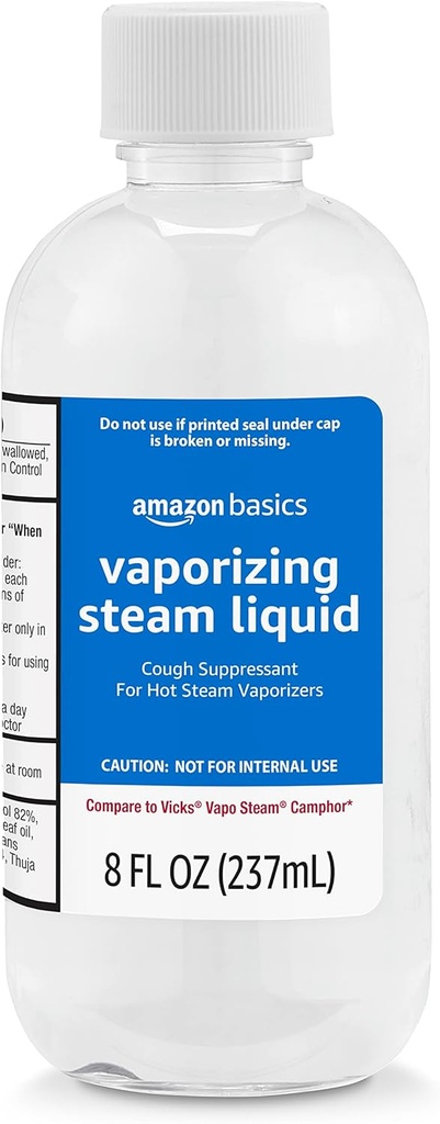 Basics Vaporizing Steam Liquid Cough Suppressant Medication, 8 Fl Oz (Pack of 1) (Previously Solimo)